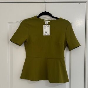H&M Short Sleeve Olive Top